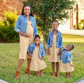 Mustard Checkered Matching Dresses - LITTLE MIA BELLA