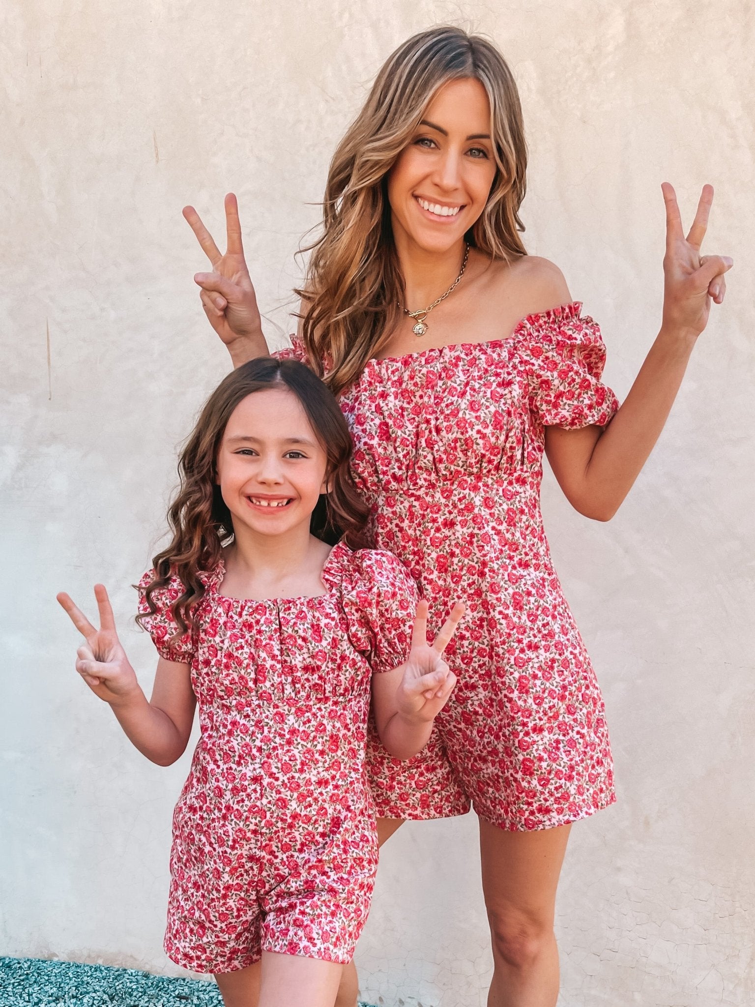 Mommy and Me Pink Floral Romper Mommy and Me Pink Floral Romper