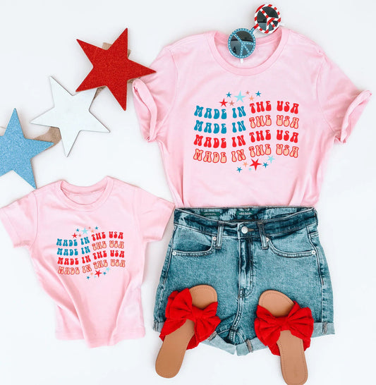 PINK Made in the USA Girl Mommy and Me Matching Shirts - LITTLE MIA BELLA