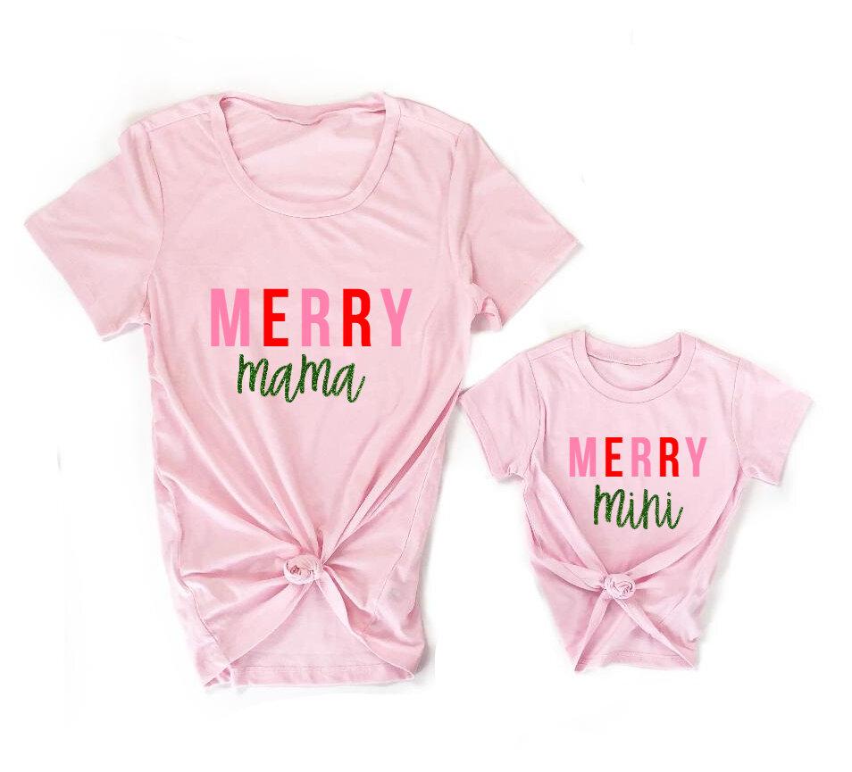 Pink Merry Mama + Mini Matching Shirts - LITTLE MIA BELLA