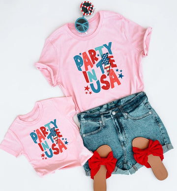 Pink Party in the USA Matching Shirts - LITTLE MIA BELLA