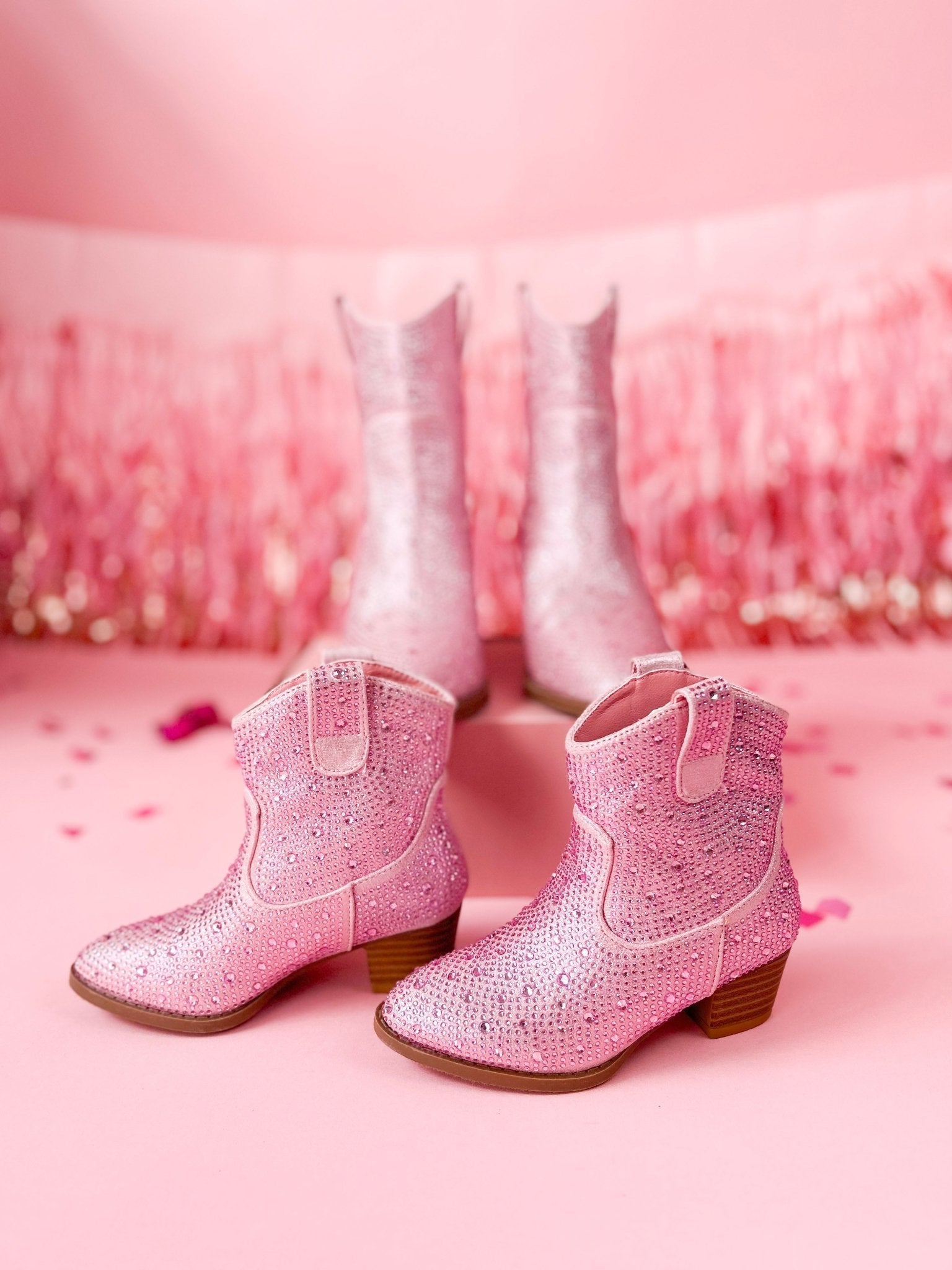 Pink Rhinestone Western Mommy and Me Boots - LITTLE MIA BELLA