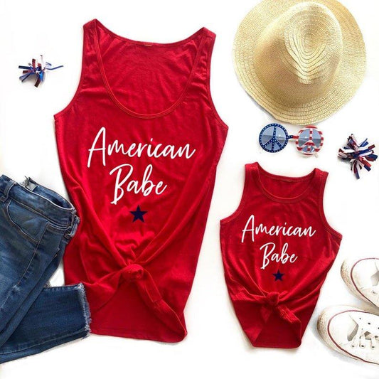 Red American Babe Matching Tanks - LITTLE MIA BELLA