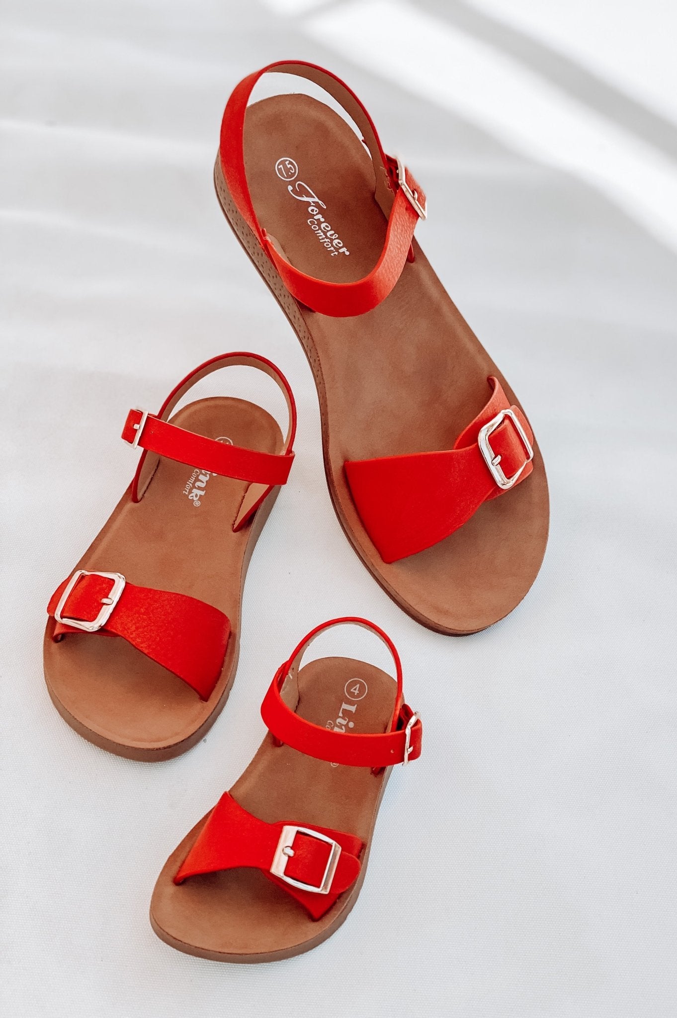 Red Comfort Ankle Mommy and Me Matching Sandals - LITTLE MIA BELLA