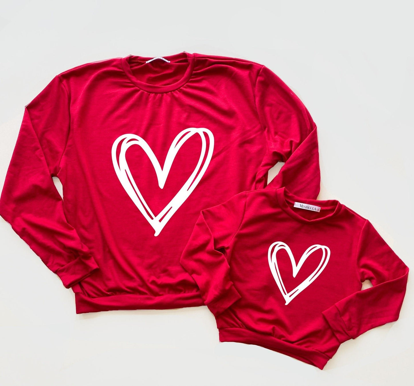 Red Heart Matching Sweater - LITTLE MIA BELLA