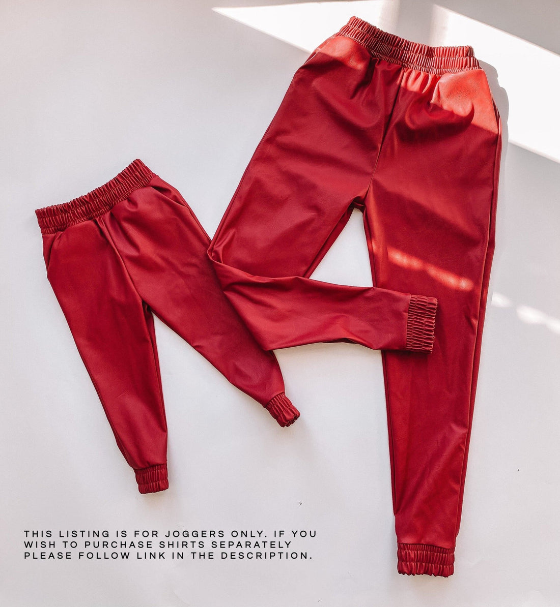 Red Leather Mommy and Me Joggers - LITTLE MIA BELLA