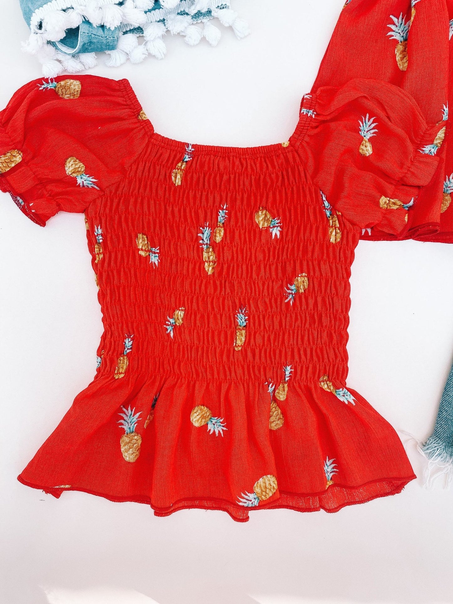Red Pineapple Mommy and Me Tops - LITTLE MIA BELLA
