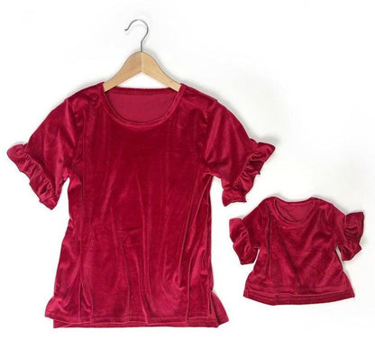 Red Velvet Matching Shirts - LITTLE MIA BELLA