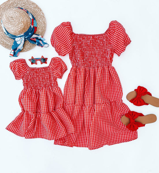 Red White and Cute Matching Dresses, 2T