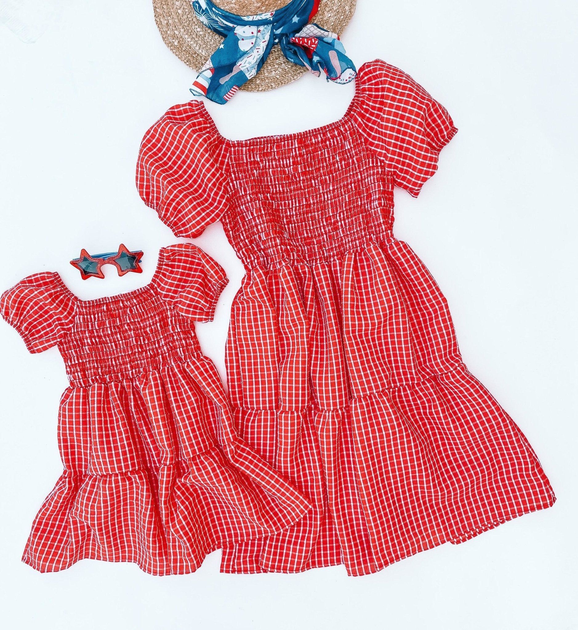 Red White and Cute Matching Dresses - LITTLE MIA BELLA