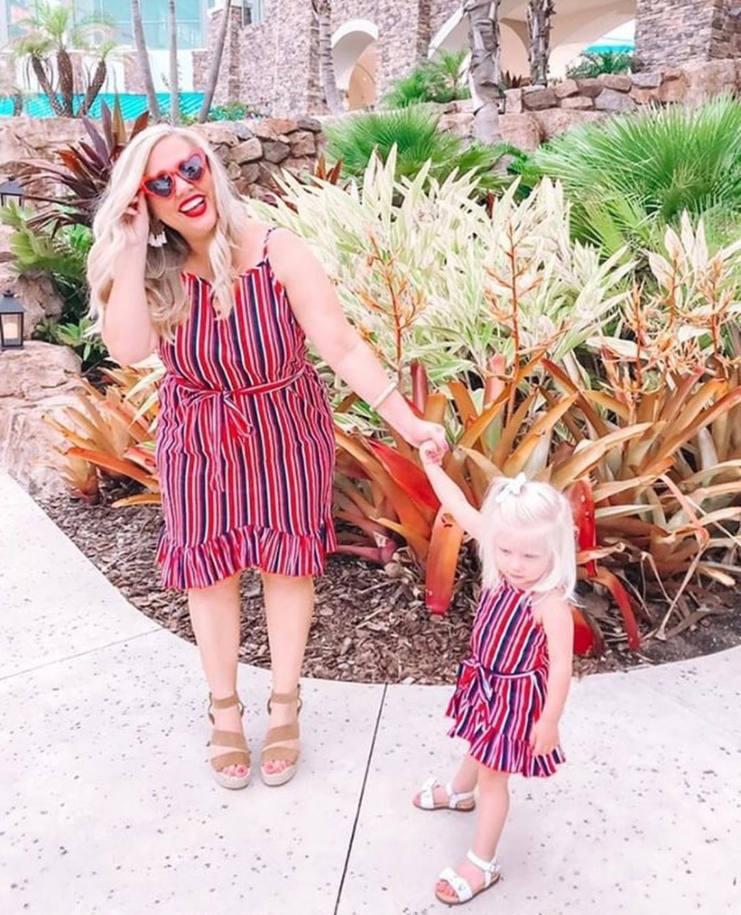 Pink and 2024 blue matching dresses