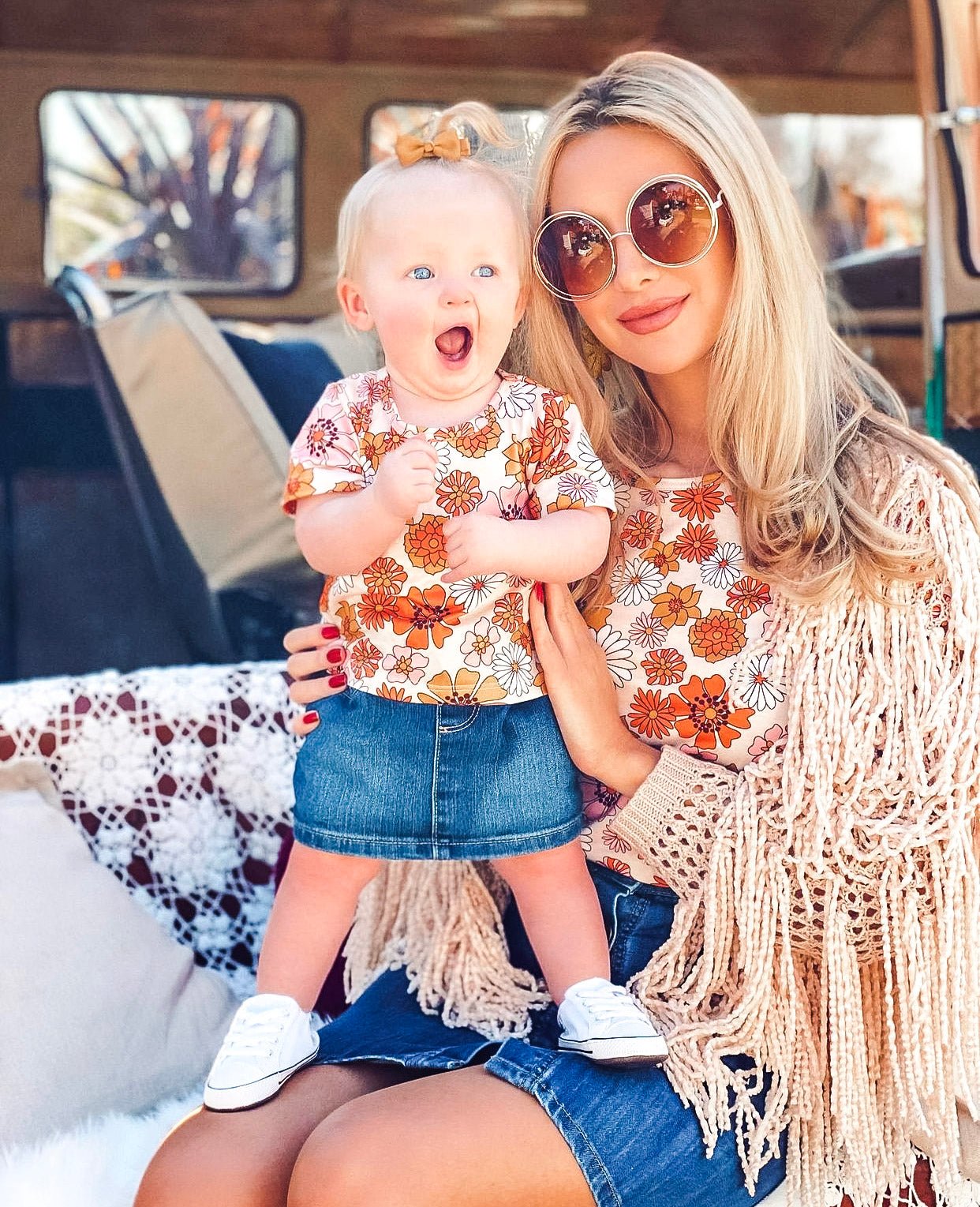 Retro Floral Tops Mommy and Me - LITTLE MIA BELLA