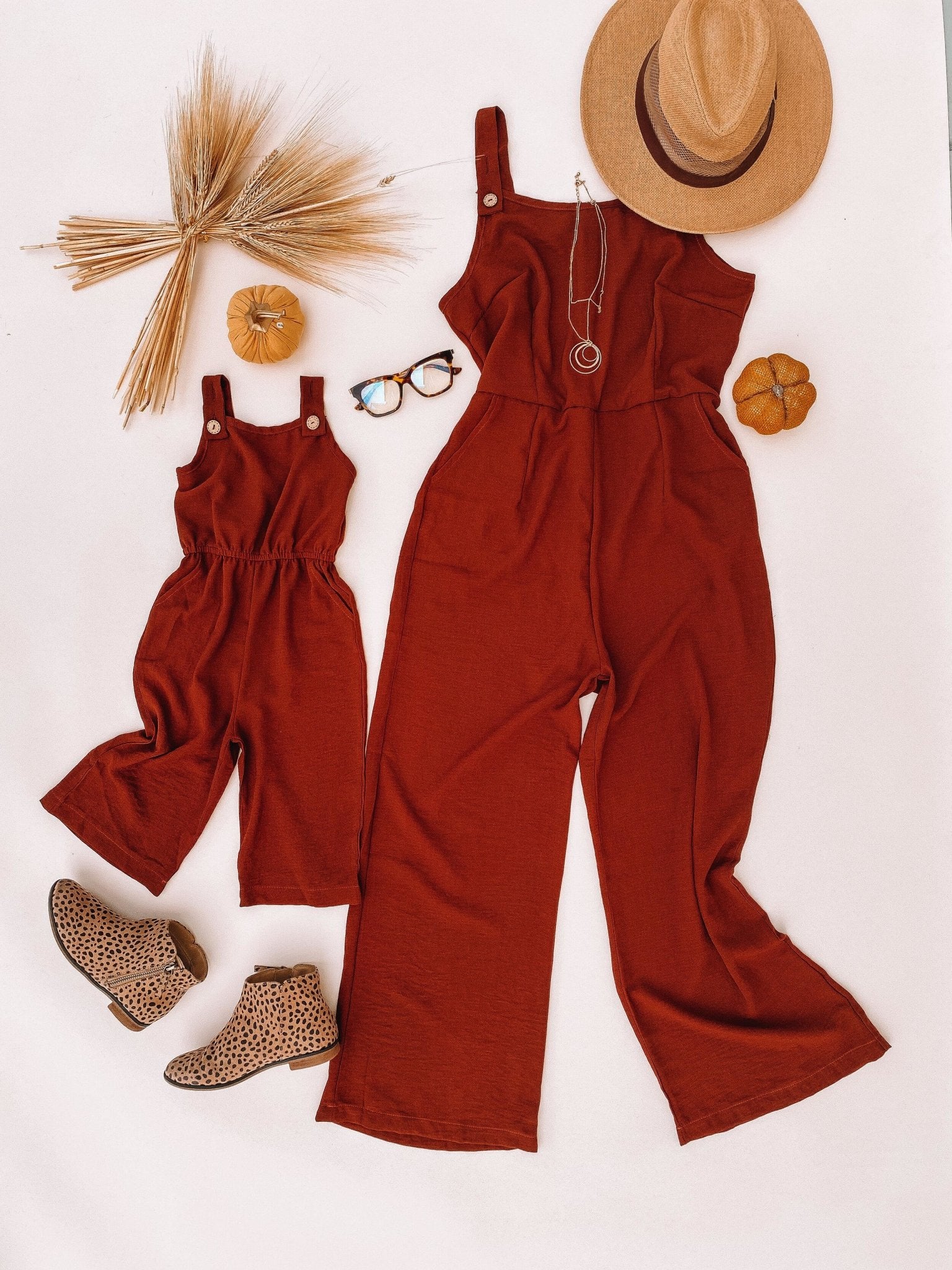 Rust Matching Jumpsuits - LITTLE MIA BELLA