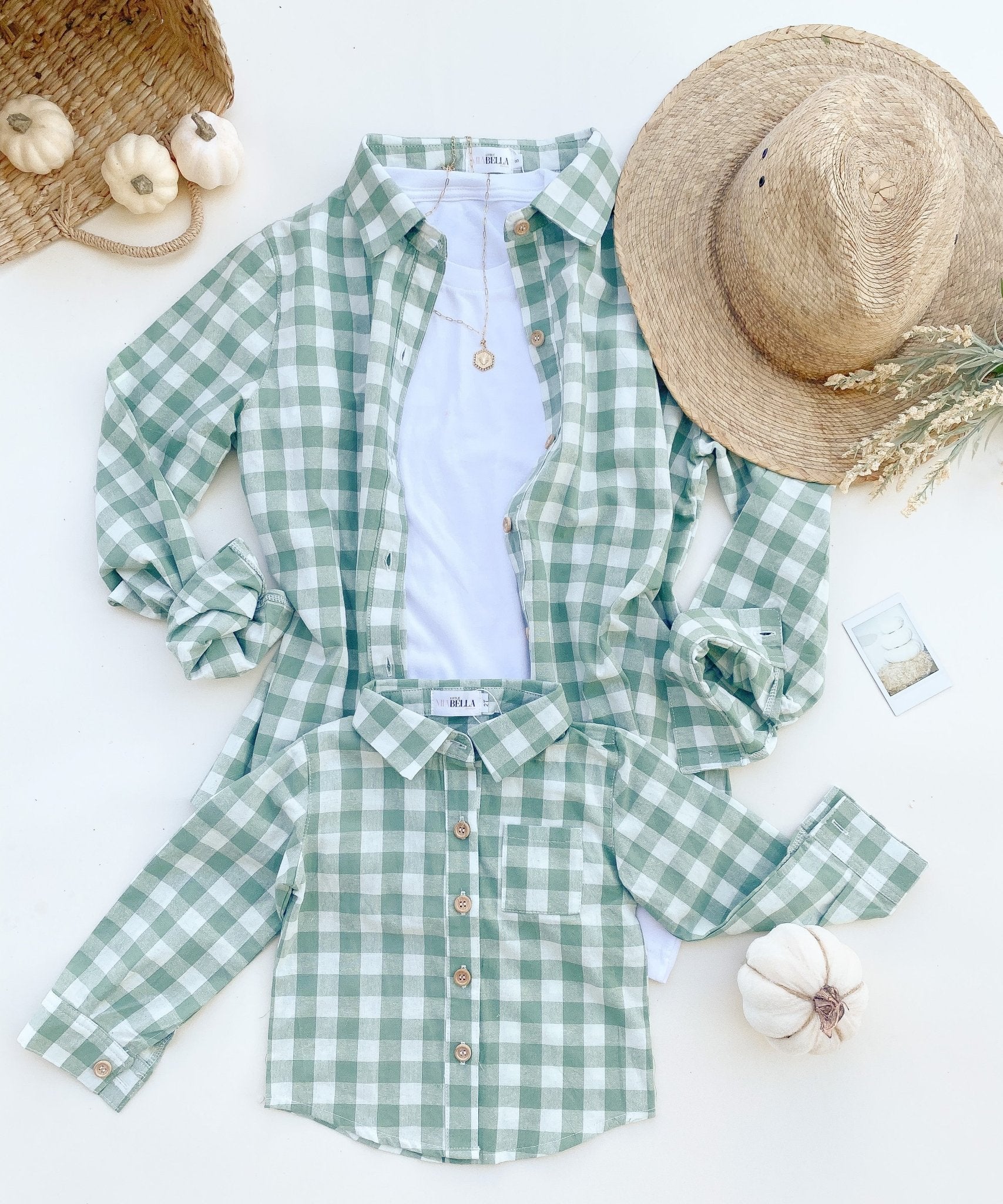 Sage Green Long Sleeve Mommy and Me Flannel - LITTLE MIA BELLA