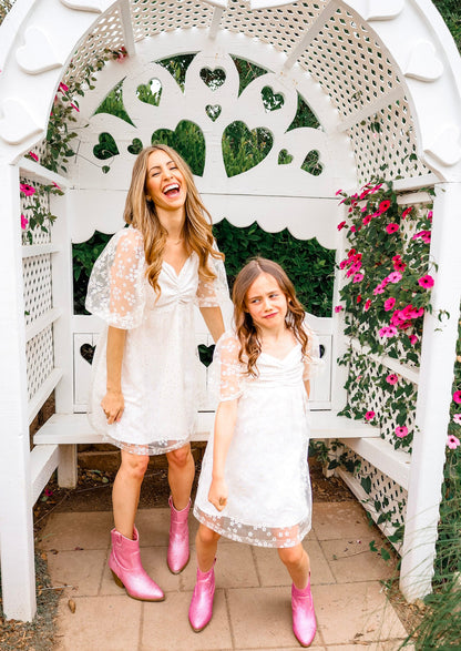 Sweet White Flower Mommy & Me Matching Dresses - LITTLE MIA BELLA