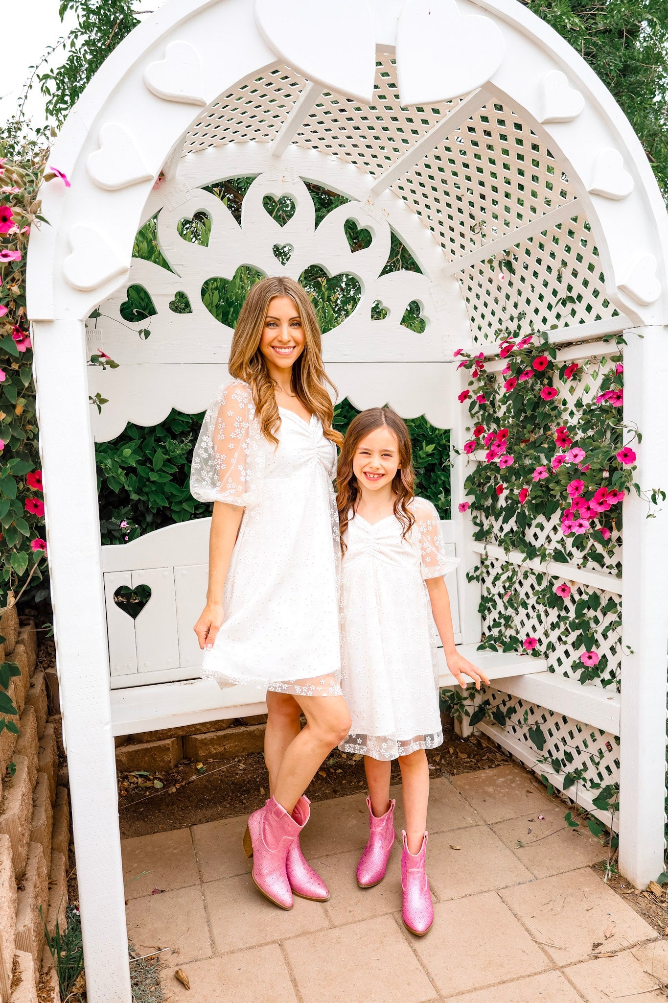 mommy and me white dresses Sweet White Flower Mommy & Me Matching Dresses