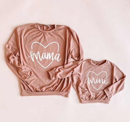 Tan Mama & Mini Mommy and Me sweatshirt - LITTLE MIA BELLA