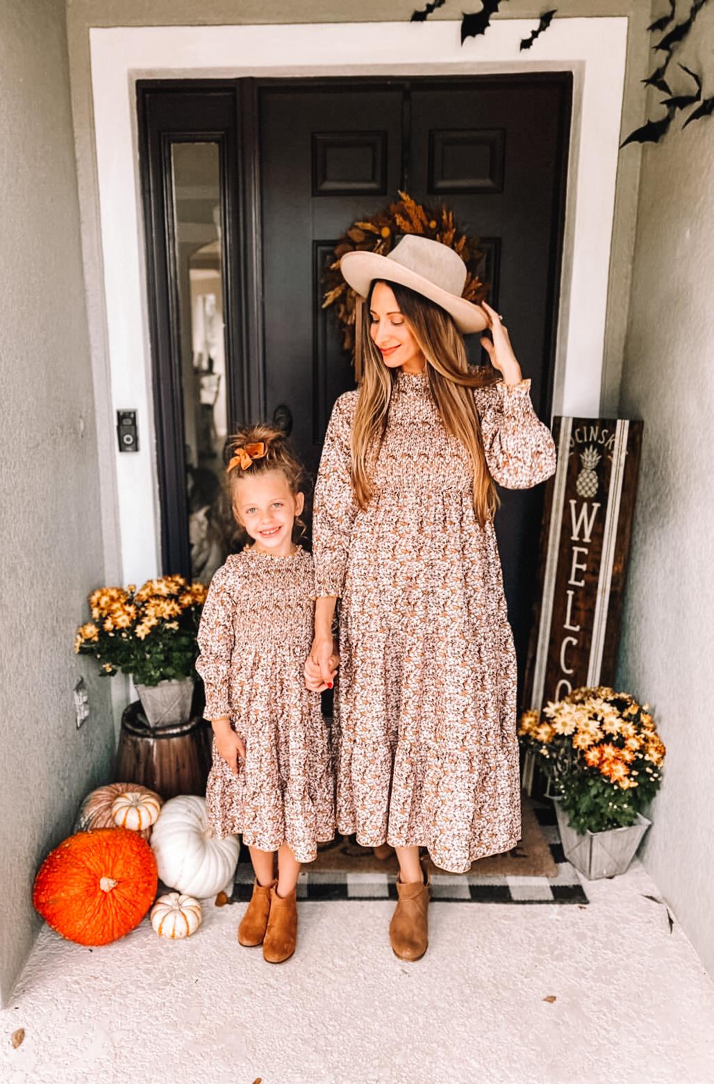 Thanksgiving Shirred Matching Dresses - LITTLE MIA BELLA