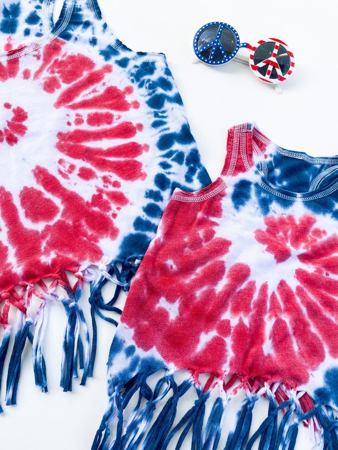 Tie Dye fringe Matching tops - LITTLE MIA BELLA