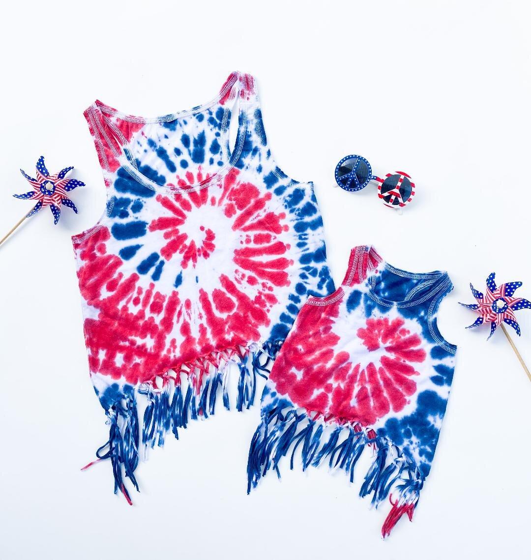 Tie Dye fringe Matching tops - LITTLE MIA BELLA