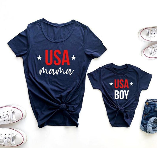 Usa Mama & Boy-Girl Matching shirts - LITTLE MIA BELLA