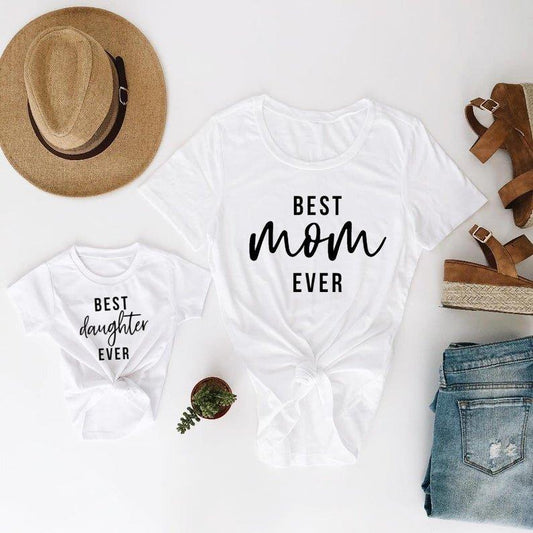 White Best Ever Graphic Mommy and Me Tees - LITTLE MIA BELLA