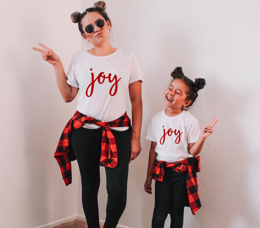 White JOY Matching Shirts - LITTLE MIA BELLA