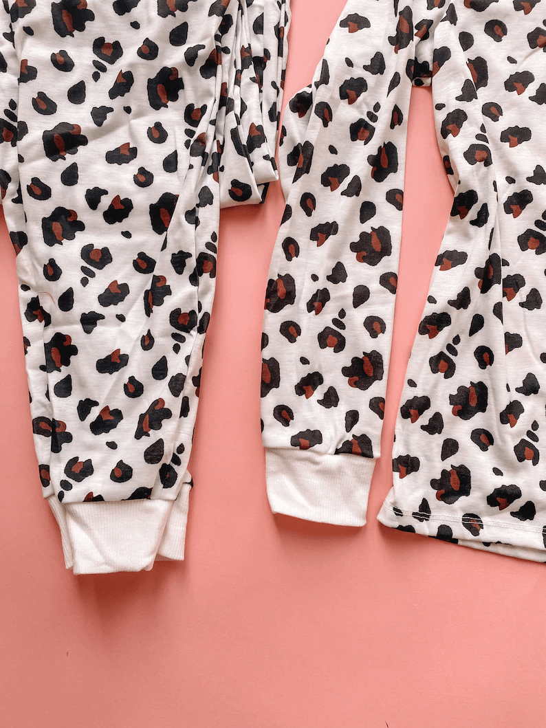 White Leopard Mommy and Me Pajamas - LITTLE MIA BELLA